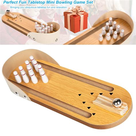 Mini Bowling Set Table Top Mini Bowling Game Set Tabletop Wooden