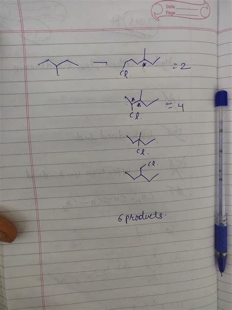 If 3 Methylpenatne Is Chlorinated In Presence Of Sunlight The Number