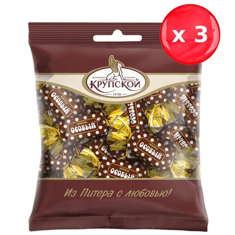 Конфеты Крупской "Особый" темный шоколад 200г, набор из 3 шт. - купить ...