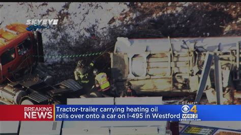 Tractor Trailer Rolls Over Onto Car On I 495 Youtube