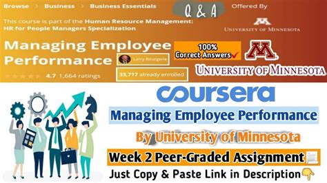 Managing Employee Performance Coursera Week 2 Peer Graded