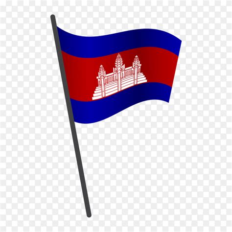 Cambodia Flag Waving On A Flagpole On Transparent Background Png