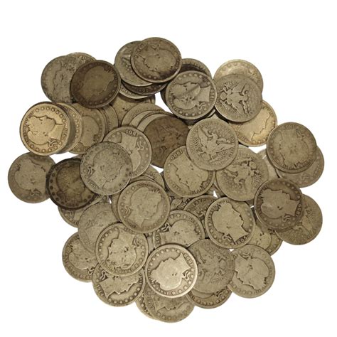 Us Silver Barber Quarters Average Circulated In Increments Of