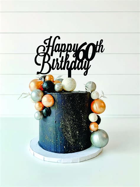 Happy 60th Birthday cake topper style D – Laser and Lace