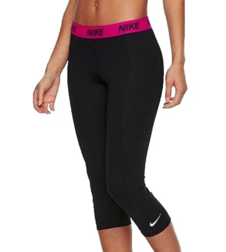 New Nike S Womens Dri Fit Yogarun Capris Blackvivid Pink 824405