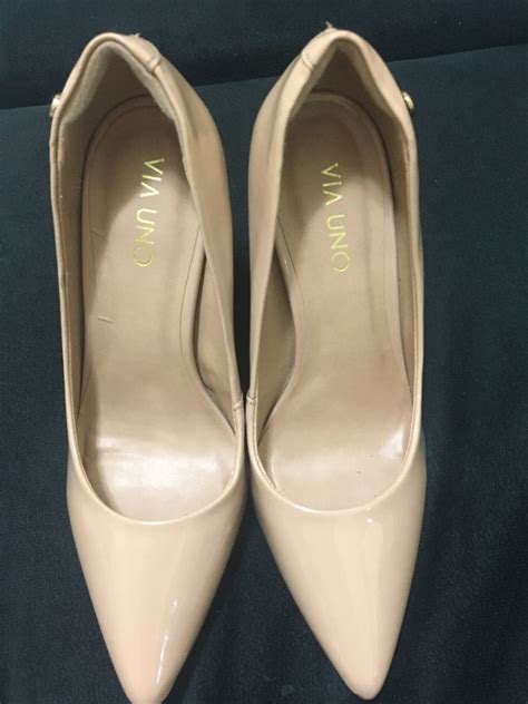 Scarpin Via Uno Nude Envernizado Sapato Feminino Via Uno Nunca Usado Enjoei
