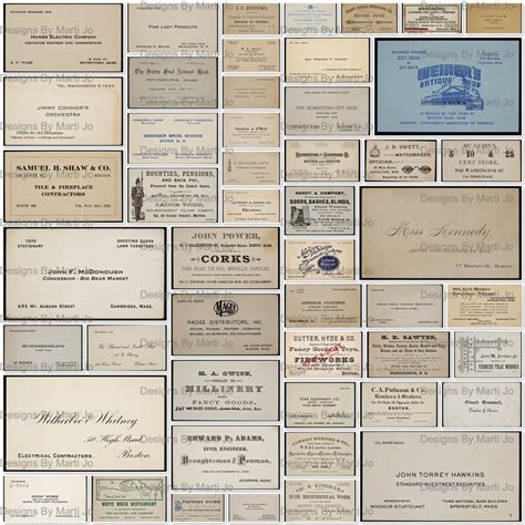 50 Vintage Business Cards Set 2 Printable Antique JPG Business Cards BONUS: One 8.5 X 11 Jpg and ...