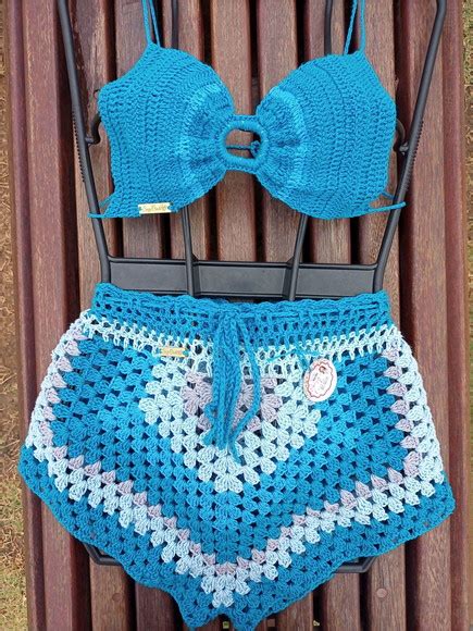 Conjunto De Crochê Croped Mas Shortinho Elo7 Produtos Especiais