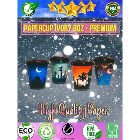 Jual Pembelian Kelipatan Pcs Hot Cup Oz Nesto Motif Lebaran Hari Raya Paper Cup Oz Nesto