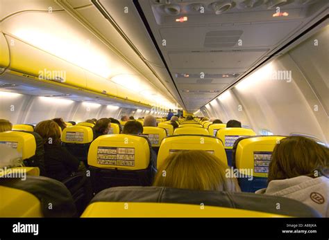 the interior of a Ryanair, Boeing 737-500 passenger Jet, with ...