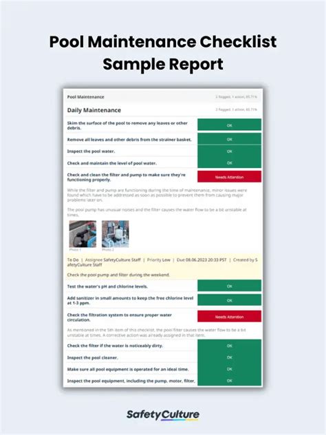 Free Pool Maintenance Checklist Pdf Safetyculture