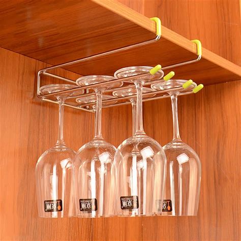 304 Stainless Steel Cup Holder Wine Glass Hanging Shelf Wine Cup Glass Wine Rack Wall Suction