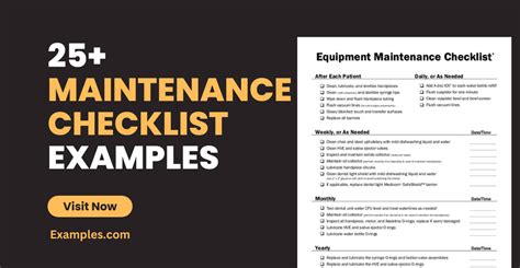 Maintenance Checklist Examples Format Pdf