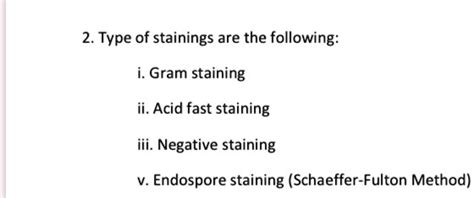 SOLVED 2 Type Of Stainings Are The Following I Gram Staining Ii