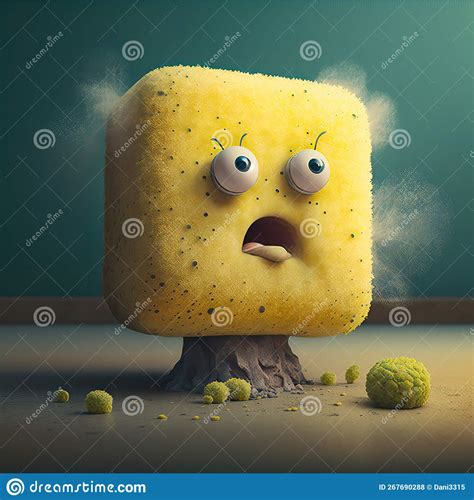 A Sponge Character with a Surprised Look and Its Mouth Open, Exudes a ...