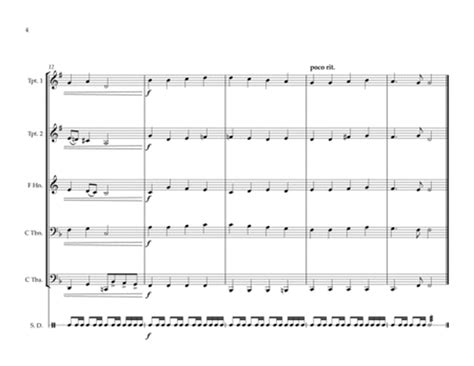 European Anthem Ode To Joy For Brass Quintet And Opt Snare Drum By