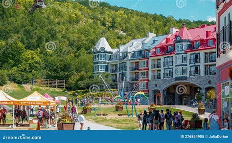 Sightseeing Views Colorful Hotels At Mont Tremblant Ski Resort In