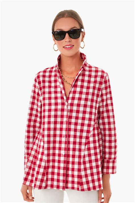 Apple Red Gingham Scarlett Button Down Pomander Place Red Gingham