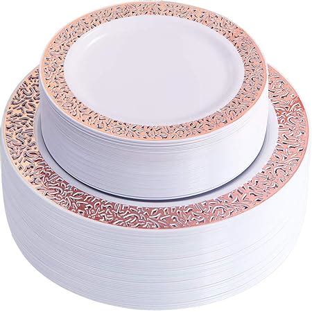 Amazon Wdf Pcs Rose Gold Plates Lace Design Disposable Plastic