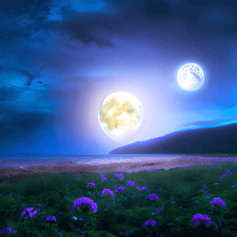 Nature Photography Bright Purple Moon in Sky Blends with Purple ...