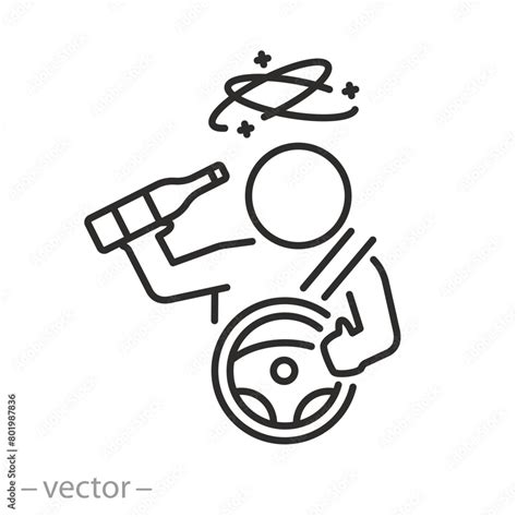 Drunk Driving Icon Dizziness From Alcohol Man Holds Bottle To Drink