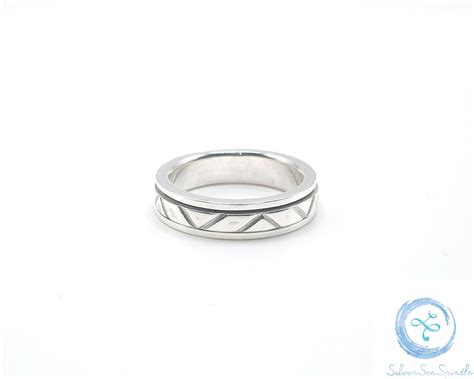 Chevron Spinner Ring Sterling Silver Fidget Ring Chevron Etsy Uk