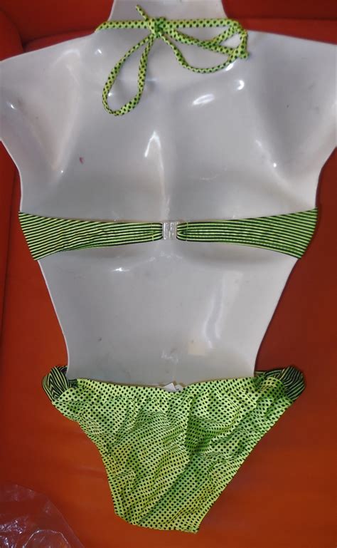 DEADSTOCK Vintage Bikini 1980s Neon Yellow Green Black Polka Etsy