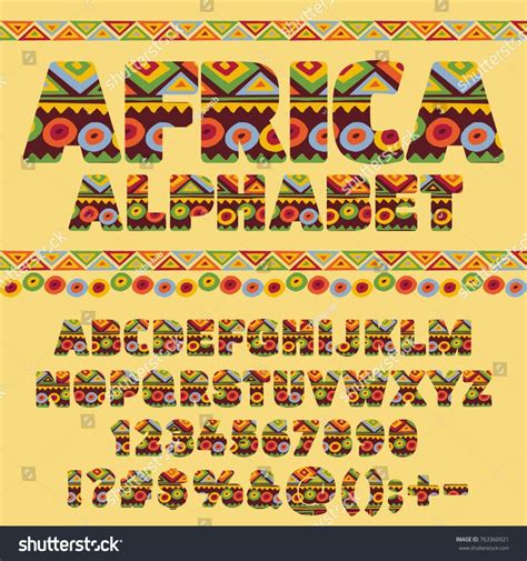 Vector Ethnic African Alphabet Set Bright Vetor Stock Livre De