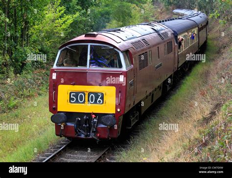 Class 52 Diesel Hydraulic Locomotive Western Courier Enters Bewdley On The Severn Valley