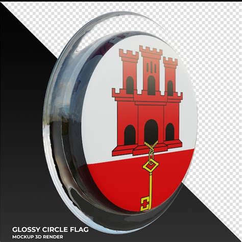 Gibraltar0003 bandera de círculo brillante con textura 3d realista