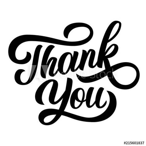 Thank You Hand Lettering Black Ink Brush Calligraphy Isolated On White