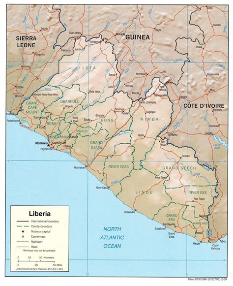 Geographical Map Of Liberia Map Of Geographical Map Of Liberia