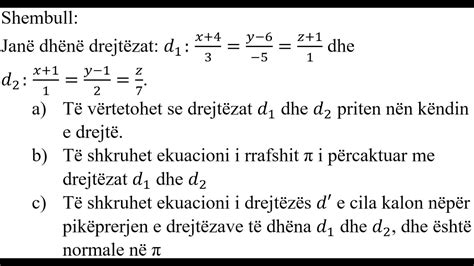 Detyra 48 Matematikë Drejtëza dhe rrafshi në hapësirë YouTube