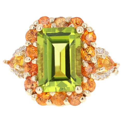 Carat Peridot Diamond Karat Yellow Gold Ring At Stdibs