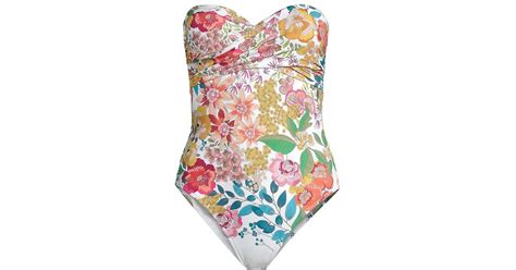 Johnny Was Floral Twist Bra One Piece Swimsuit In White Lyst