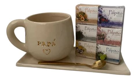 Set Plato Rectangular Taza Artesanal Papá Cuchara Té Palpito Nude Set Papa 1 Envío gratis