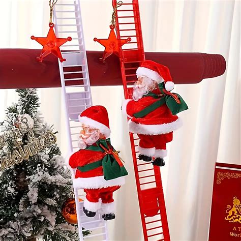 Electric Santa Climbing Ladder To Tree Climbing Up And Down Santa