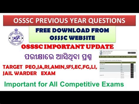 OSSSC 2015 2022 All Previous Year Question PEO JA RI ARI AMIN SFS FG