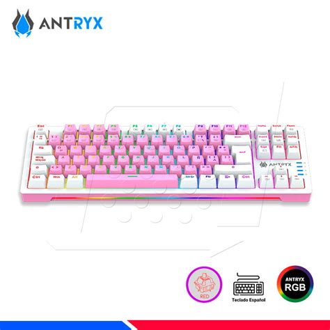 Teclado Mecanico Tkl Antryx Chrome Storm Mk Pink Switch Red