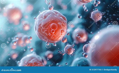 Close Up View Of Human Cells In A Microscopic Perspective Stock Image