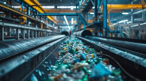 Premium Photo Advanced Recycling Facility With Conveyor Belts