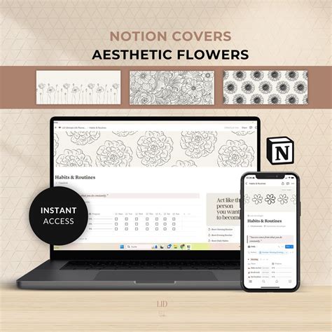 Notion Template Cover Flowers Aesthetic Notion Icons Covers Bundle