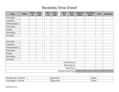 FREE Timesheet Template Printables | Instant Download