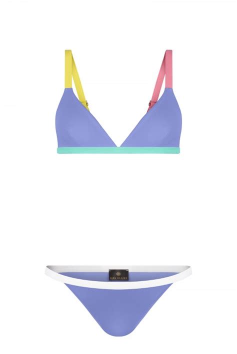 Designer Swimwear Colour Block Bikini Blue Violet