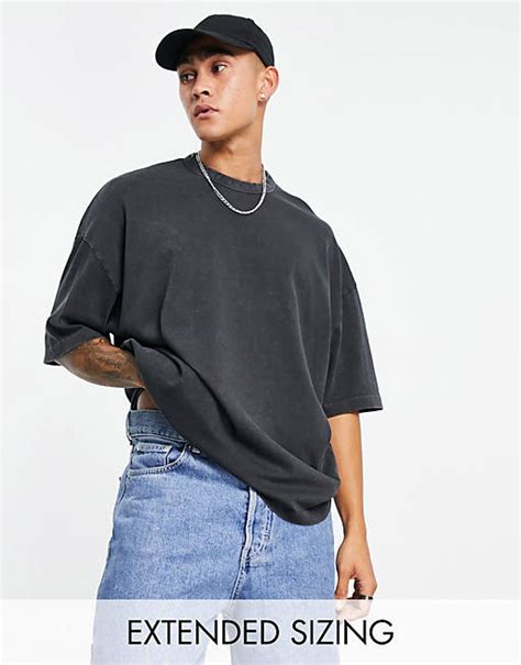 Asos Design Oversized Heavyweight T Shirt In Washed Black Asos