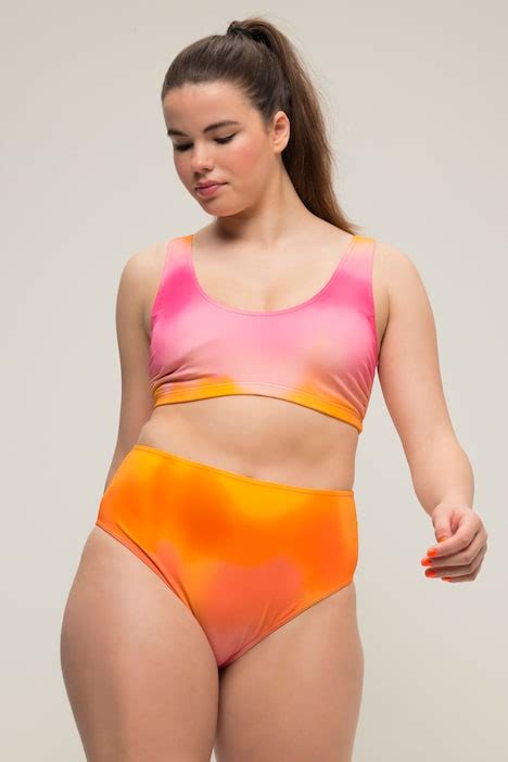 Slip de bikini cintura alta gradiente de color Bikini Trajes de baño