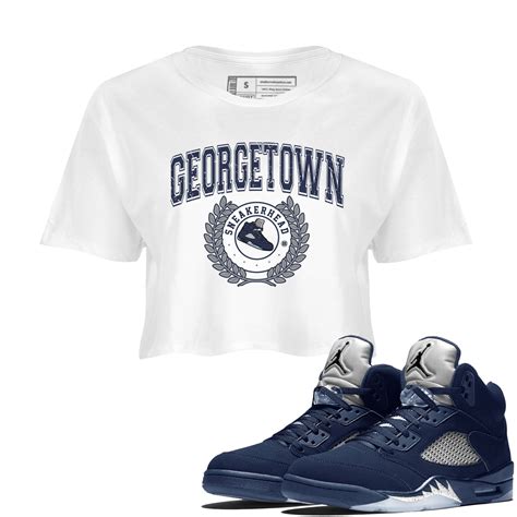 Air Jordan 5 Georgetown | Sneaker Letter Crop T-Shirt | SNRT Sneaker