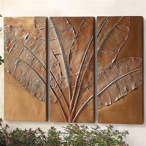 Banana Leaf Triptych Outdoor Wall Art Outdoor Wall Decor Weather Art