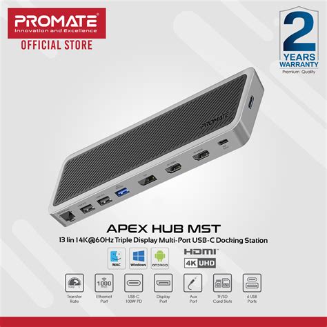 Promate ApexHub MST 13 In 1 4K 60Hz Triple Display Multi Port USB C