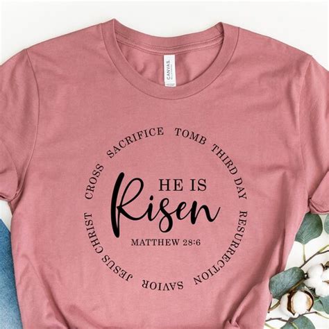 He Is Risen Shirt Easter Shirt Christian Shirt For Women Etsy